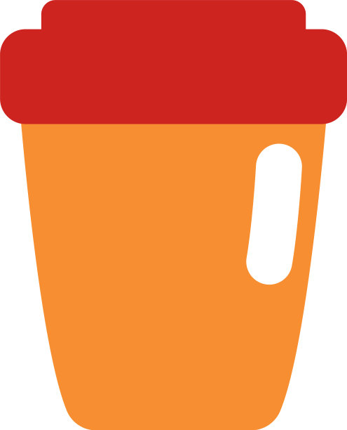 白色背景上的黄色外带咖啡杯图片下载