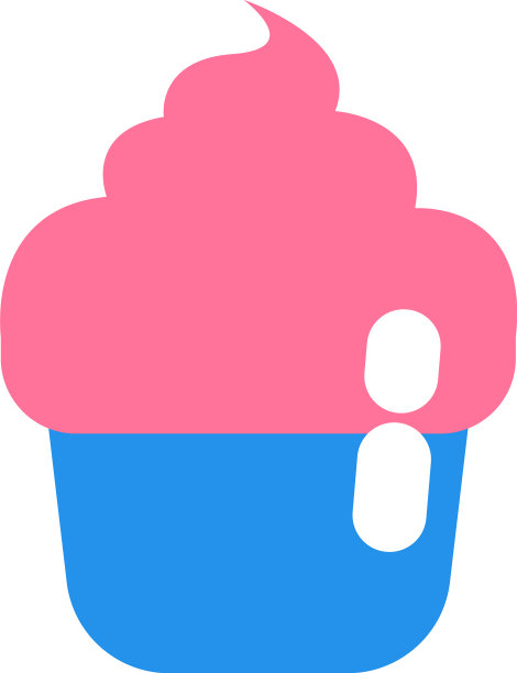 粉色和蓝色的纸杯蛋糕加鲜奶油图片下载