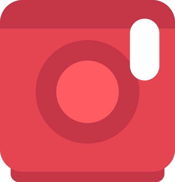 白色背景下的红色洗衣机图片下载