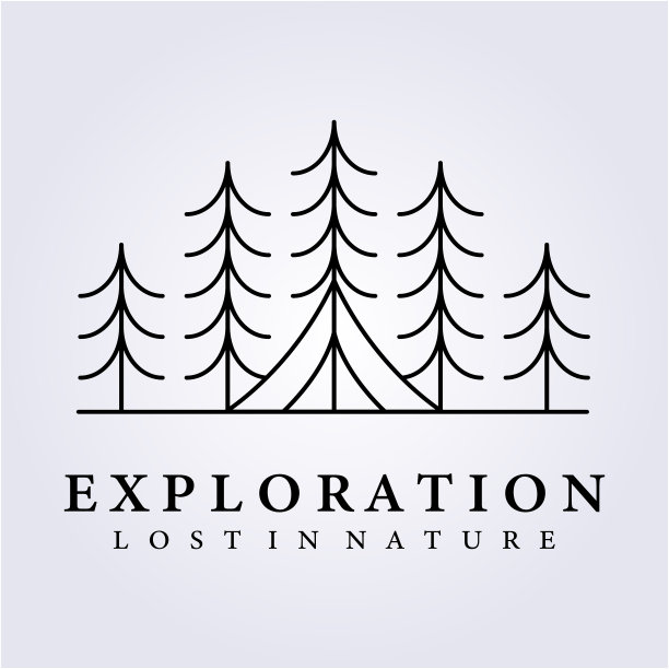 旅行森林露营丛林符号矢量插图图标符号模板背景抽象标签设计线艺术图片下载