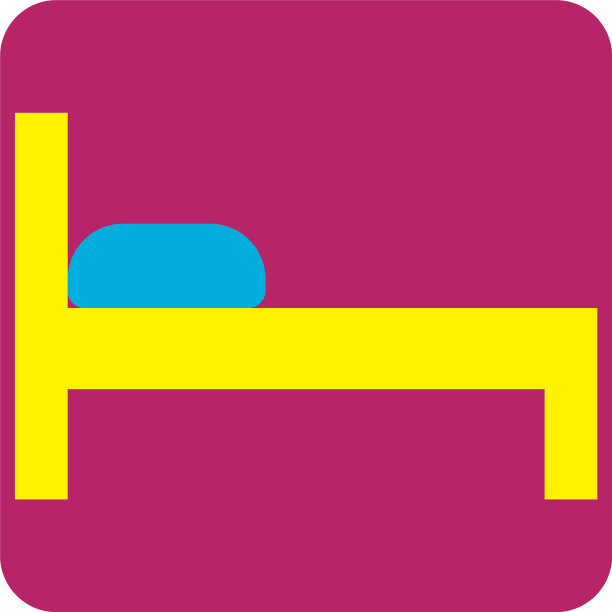 白色底色的黄色睡床图片下载