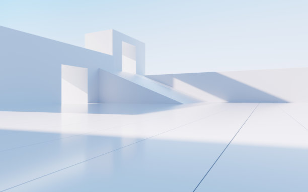白色抽象几何建筑，户外建筑场景，3d渲染。图片下载