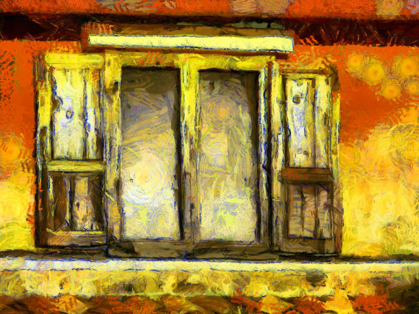 意大利风格的建筑，乡村，风景插画创造了印象派的绘画风格。图片下载