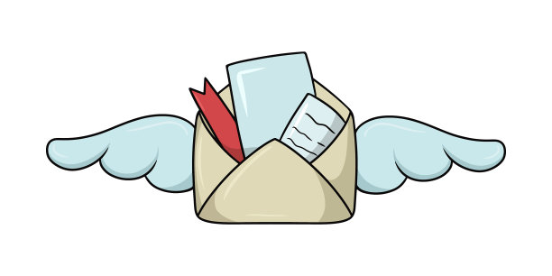 带有翅膀的浪漫开放复古信封图片下载