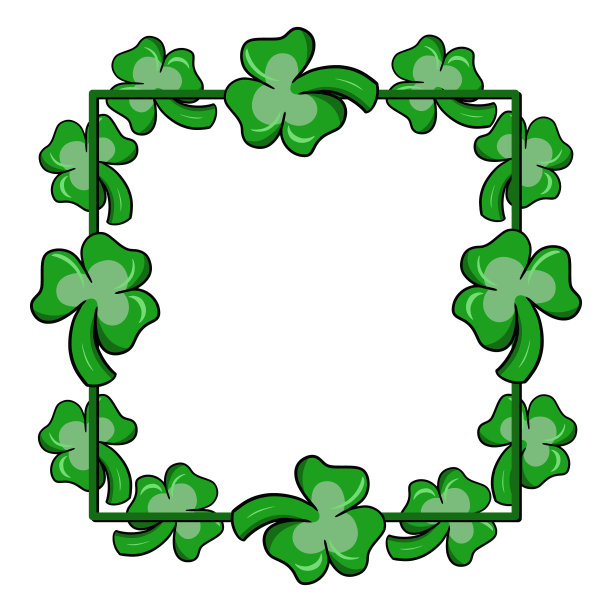 方形框架明亮的绿色三叶草叶子图片下载
