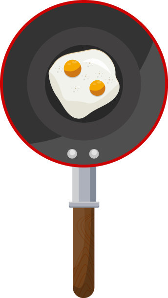 用平底锅煎鸡蛋，底色为白色图片下载