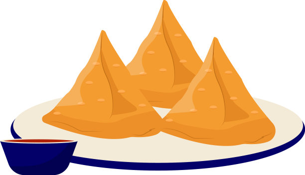 白底盘上的萨莫萨饼图片下载