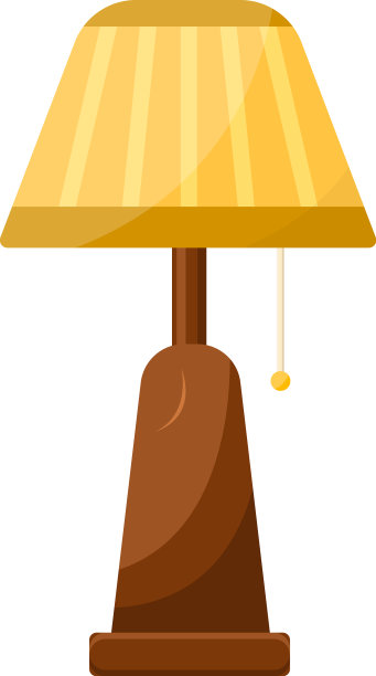 白色背景上的黄色木制台灯图片下载