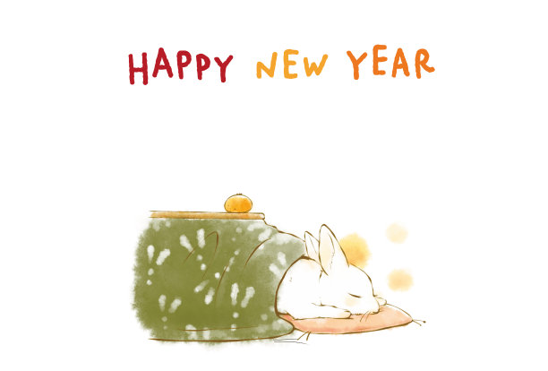 兔年贺卡设计插画。图片下载