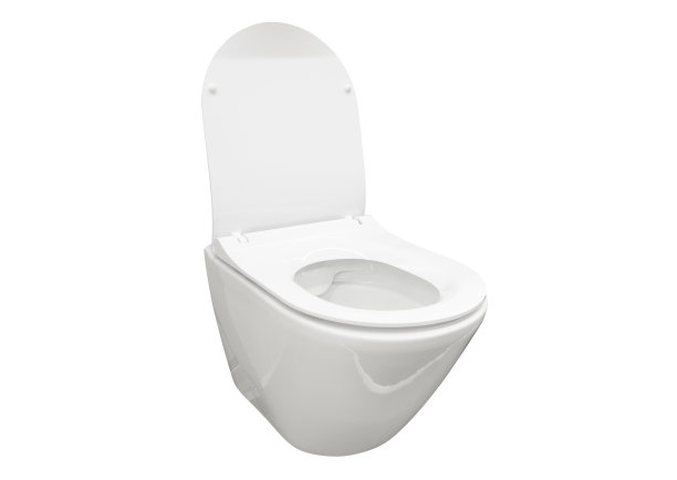 新的白色陶瓷厕所孤立在白色的背景。陶瓷马桶隔离图片下载