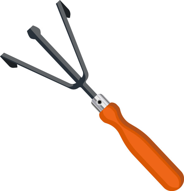 白色背景上的园艺耙图片下载