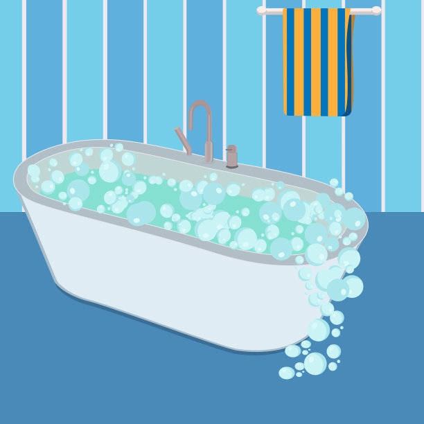 白色背景上有气泡的浴缸图片下载