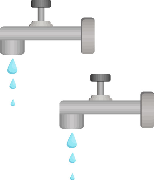 白色背景上有水滴的水龙头图片下载