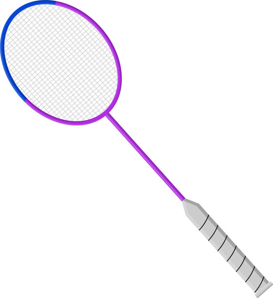 白色背景上的紫色羽毛球拍图片下载