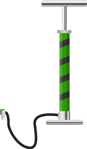 白色背景下的绿色自行车打气筒图片下载