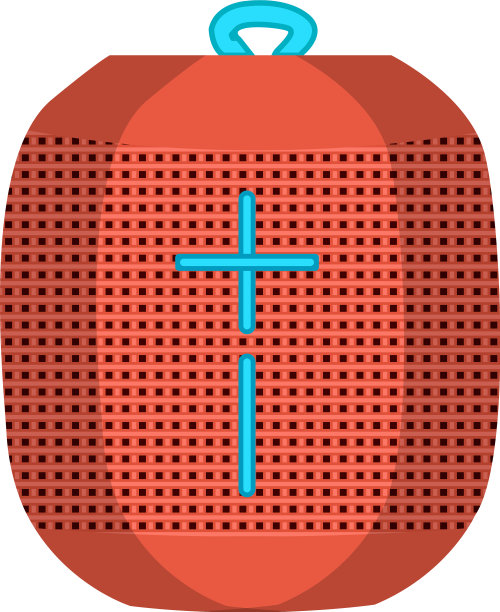 白色背景的红色蓝牙音箱图片下载