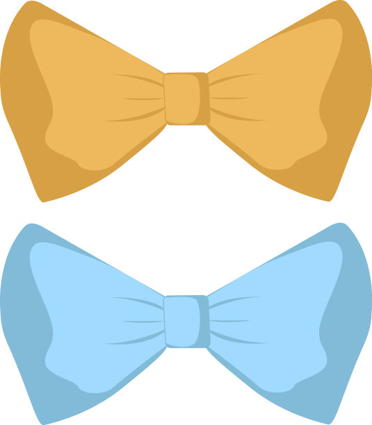 白色背景上的黄色和蓝色领结图片下载