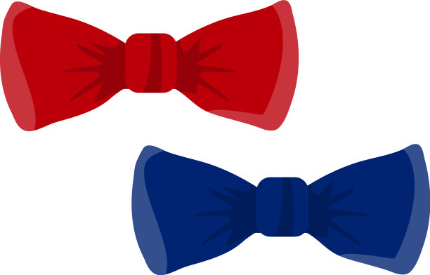 蓝色和红色的领结在白色的背景上图片下载