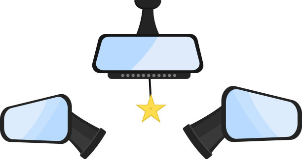 汽车的后视镜在白色背景上图片下载