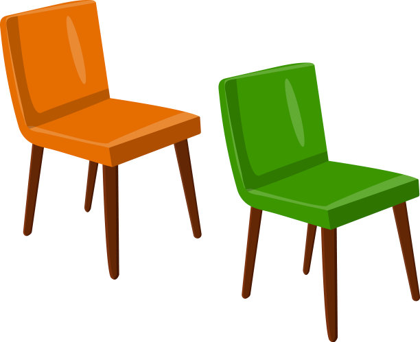 白色背景的橙绿相间的椅子图片下载