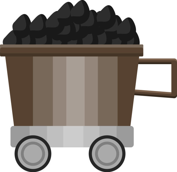 白色背景上装满煤的小车图片下载