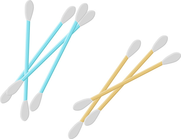 柔软的棉签放在白色的背景上图片下载