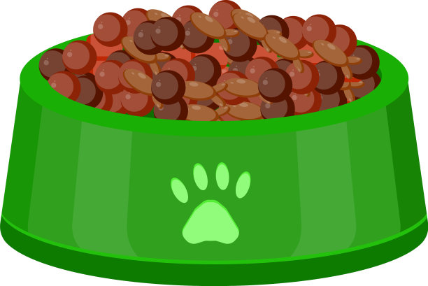 白色背景的绿色狗粮碗图片下载