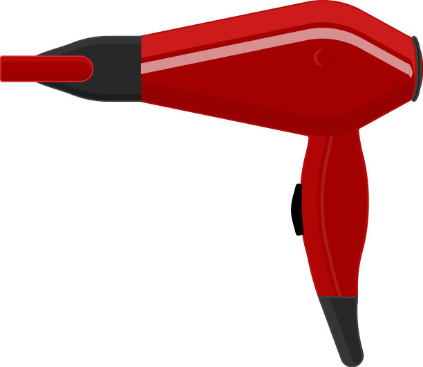 白色背景下的红色吹风机图片下载
