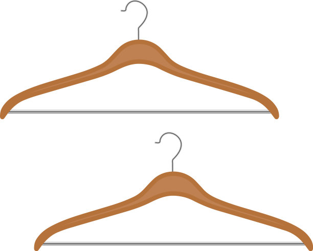 白色背景上的两个木制衣架图片下载