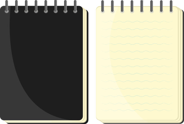 打开白色背景的黑色笔记本图片下载