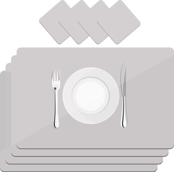 白色底色的灰色餐垫图片下载