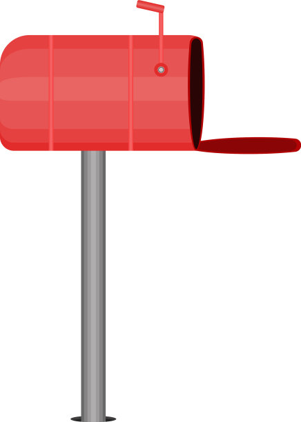 白色背景上的红色邮箱图片下载