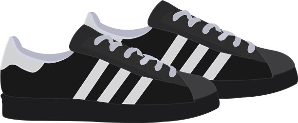 白色底色的黑色运动鞋图片下载