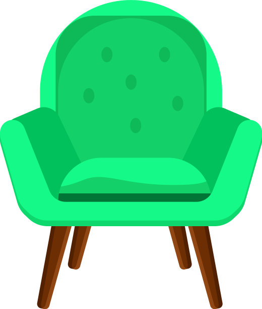 白色背景的绿色沙发椅图片下载