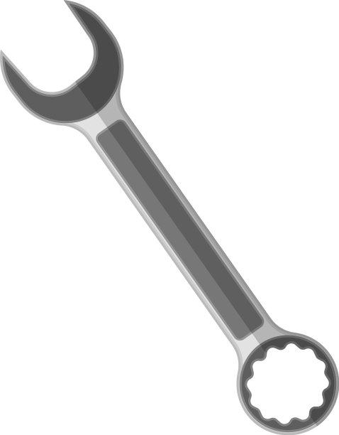 白色背景的工业扳手图片下载