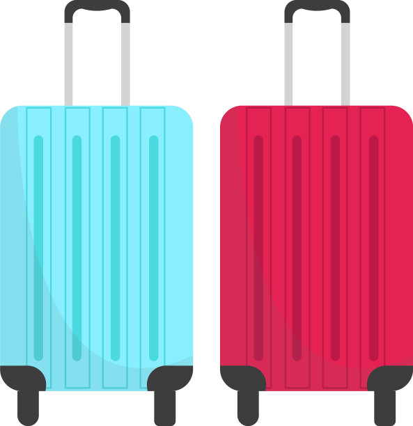 蓝色和粉红色的旅行箱在白色图片下载