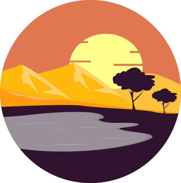 沙漠中的日落，白色的背景图片下载