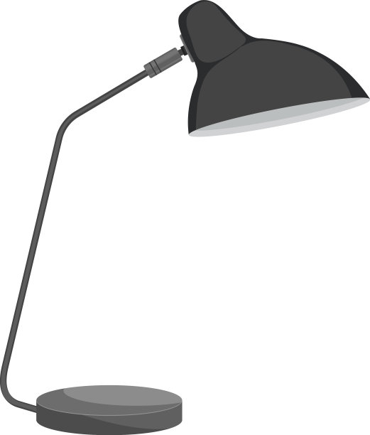 白色背景下的黑色台灯图片下载