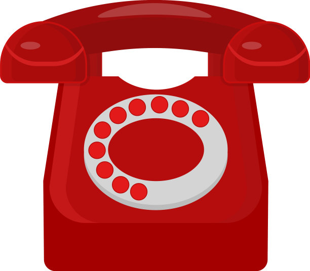 白色背景的老式红色电话图片下载