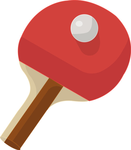 白色背景上的红色木制乒乓球拍图片下载