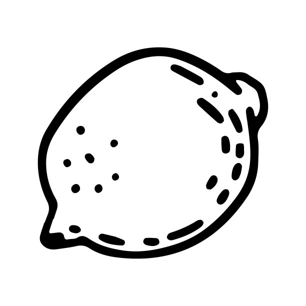 简单的柠檬水果涂鸦。整个柑橘类水果的草图。手绘矢量插图。轮廓剪纸上孤立的白色。图片下载