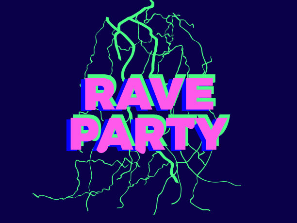 锐舞迷幻酸旅行锐舞派对能量文本图片下载