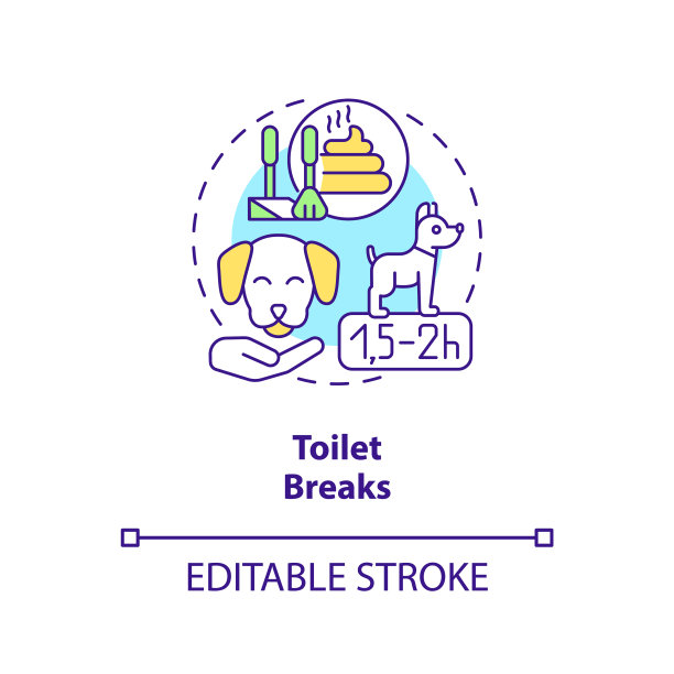 宠物在旅行时上厕所的概念图标图片下载