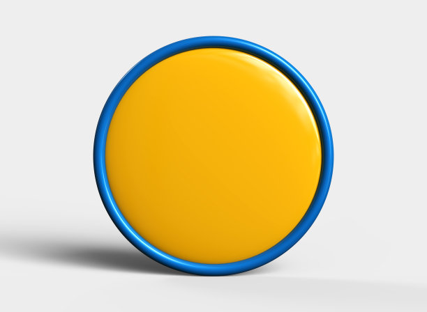 圆形橙蓝金属盘在白色背景图片下载