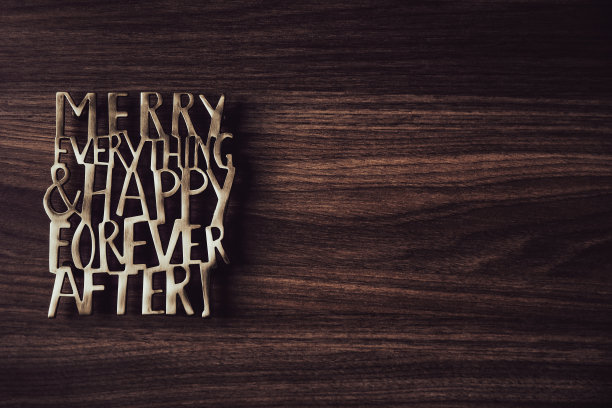 万事如意，快乐永远——木制圣诞贺卡图片下载