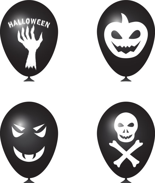 一套万圣节气球逼真的黑色图片下载