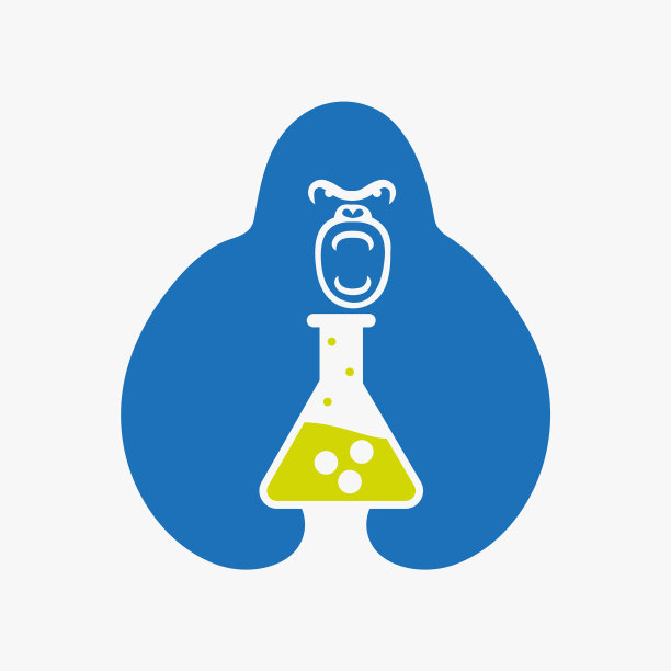 大猩猩实验室标志负空间概念模板图片下载