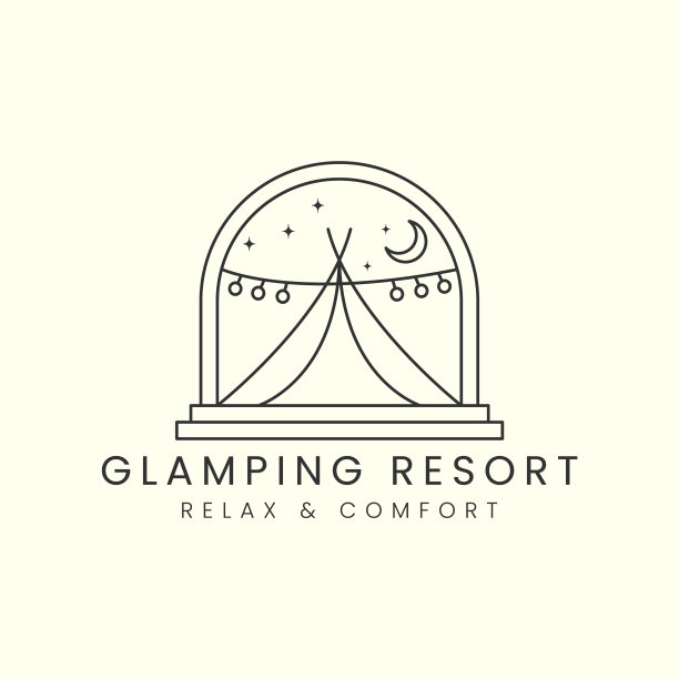 Glamping与会徽线艺术标志模板图片下载