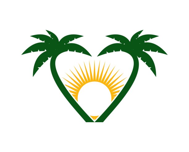 棕榈树与爱的形状图片下载