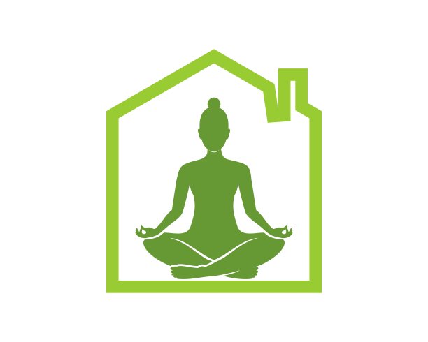 房子的形状与女性瑜伽在里面图片下载